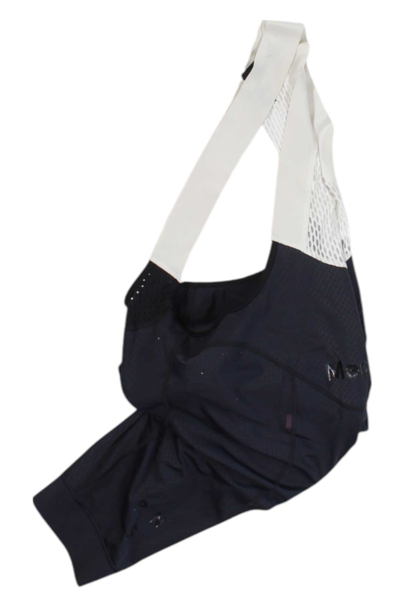 Black cycling bib overalls with side white mesh panel and adjustable straps