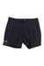 The Arcteryx Womens Gamma LT 6 Inch Short features black fabric, zippered side pockets, a small white logo on the left leg, and an integrated waistband belt. Shop this exclusive style for US addresses only. Shown laid flat on a white background.