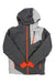 Kids insulated full-zip jacket, dark gray with orange zipper and trim