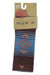 Route NXT sock in burgundy and blue stripes with orange geometric diamond motifs