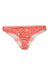 The Carve Designs Women's Sanitas Reversible Bottom is a red bikini bottom with a white paisley print, white and light blue striped inner waistband, and UPF 50+ protection, shown on a white background.