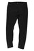 The Prana Womens Misty Yoga Leggings in black feature a subtle textured pattern and a wide waistband, shown laid flat on a white background.