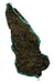 DoubleNest hammock, olive-brown fabric with teal trim and gathered hanging end