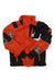 Kids insulated full-zip jacket, orange with black panels and striped cuffs