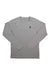 The Black Diamond Men's Alpenglow Crew is a light gray long-sleeve athletic shirt with a small black geometric logo on the left chest and UPF 50+ sun protection, shown on a plain white background.