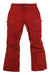 A pair of Burton Womens Gloria Insulated Pant in red, slim fit, featuring multiple zippered pockets, belt loops, and reinforced knees and ankles, laid flat on a white background.