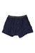 Men's boxer briefs in dark navy with elastic waistband and fly front