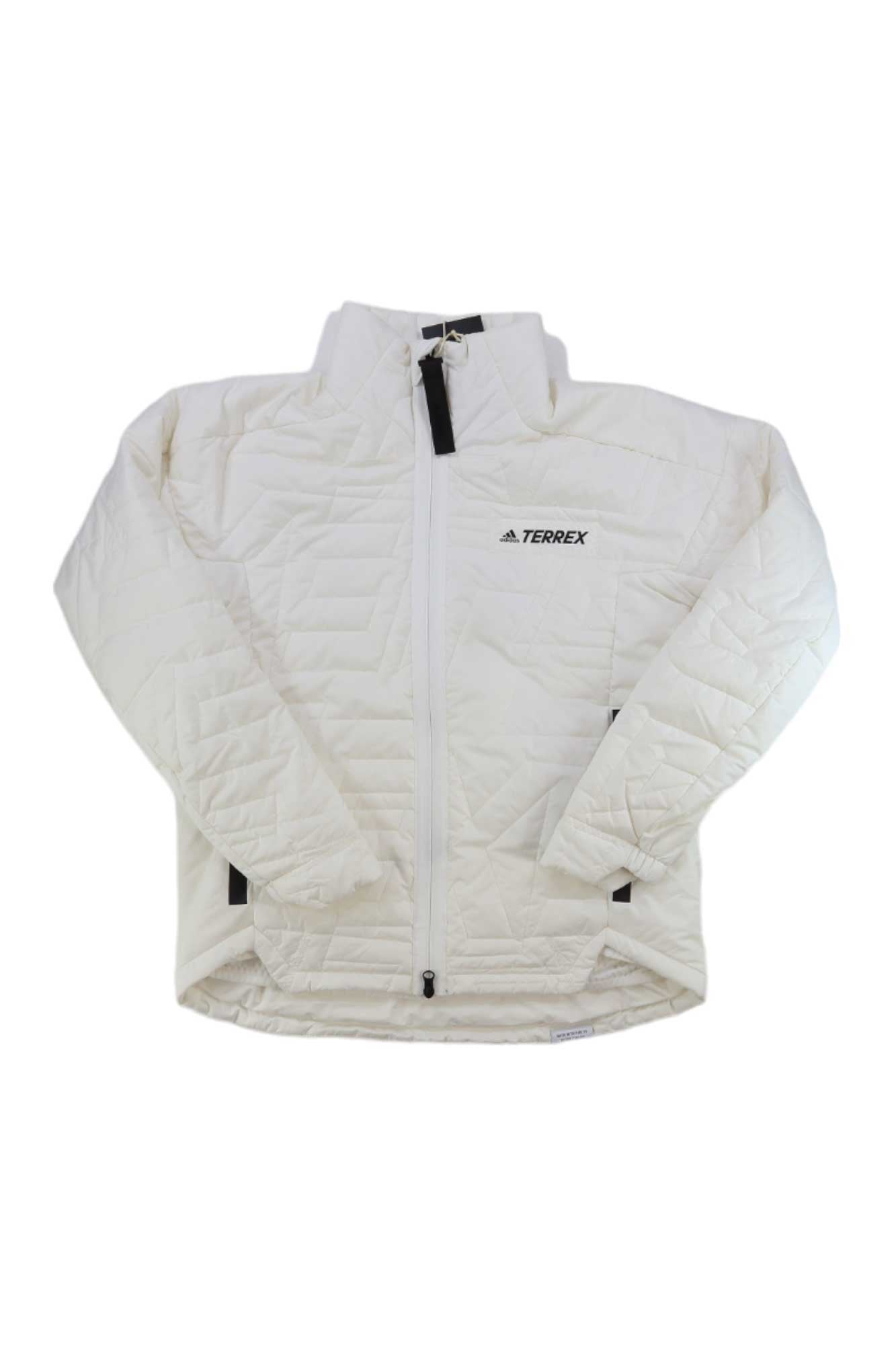 Adidas men's hybrid jacket, off-white with full-zip stand collar and chest logo