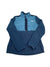 The Womens Half Zip Button Pocket Fleece Jacket features a blue and teal colorway with a quarter zip, high collar, long sleeves, and teal logo on the chest—ideal as a stylish fleece layer.