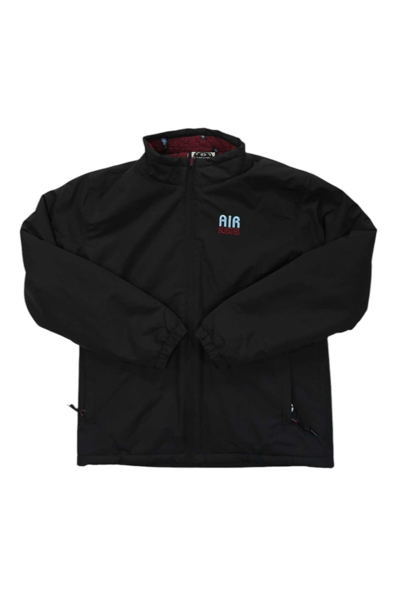 Men's double puff jacket in black with red AIR logo, long sleeves and front zipper
