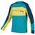 Men's long-sleeve cycling jersey in teal with yellow sleeves and dark blue side panels