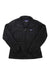 Black insulated jacket with full-zip front, stand collar, and quilted panels