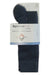 Navy mid-crew knit socks with ribbed cuff and reinforced heel and toe
