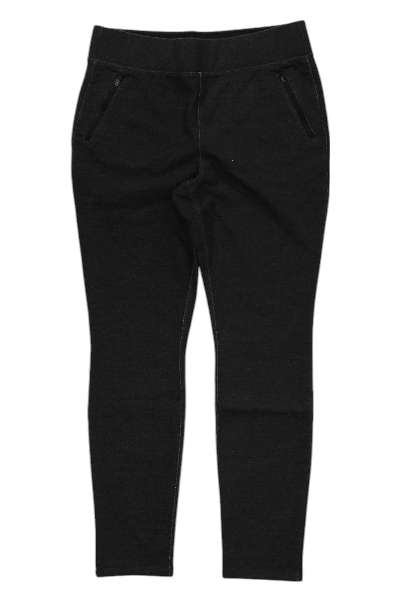 Women's Basalt pants, black tapered leg trousers with belt loops and front pockets