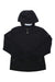 The Spyder Womens Misty Rain is a black rain jacket with a front zipper and long sleeves, made from water-resistant fabric and shown laid flat on a white background.