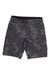 Men's stretch shorts in dark gray camouflage with button fly and front pockets
