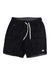 Men's black 7.5-inch shorts with white drawstring, side pockets and logo flag patch