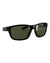 Front sunglasses with black frame and dark green mirrored lenses