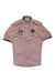 The Rapha Men’s Super Lightweight Jersey is light pink with short sleeves, a front zipper, and features dark blue and red logos and text including il Pirata, Rapha branding, and circular emblems on the chest.