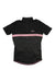 The Rapha Mens Clubhouse Jersey is a black short-sleeve cycling top featuring a front half-zip, pink chest stripe, and Rapha logo on the left side.
