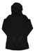 The Helly Hansen Womens Lifa Merino Midweight Hoodie, shown in plain black with the hood up and sleeves crossed on a white background, is perfect for women's hiking adventures.