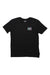 The Billabong Boys Crayon Wave SS Tee is a black short-sleeve cotton t-shirt featuring a small, colorful rectangular patch on the left chest—ideal for kids’ casual style.
