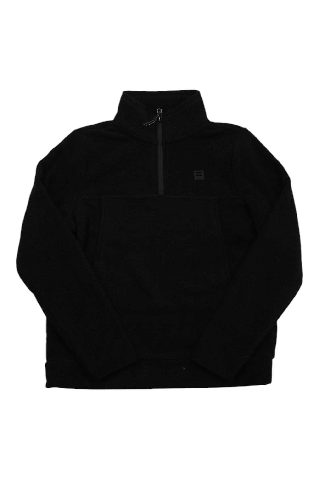 The Billabong Womens Boundary Mock Half Zip 2 Pullover Sweatshirt is a plain black polar fleece with a high collar and long sleeves, shown laid flat on a white background.