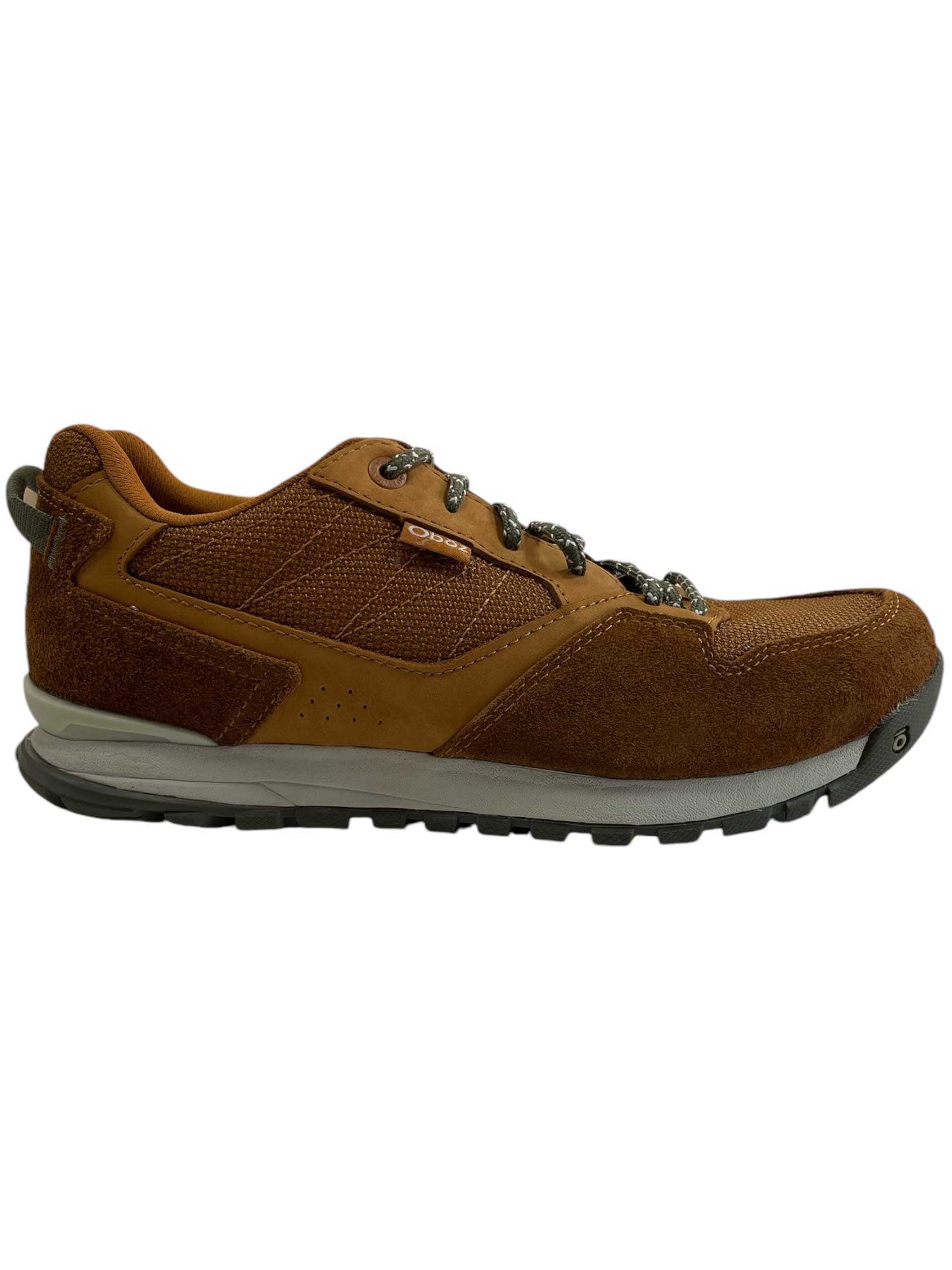 Men's low-top suede shoe, brown lace-up with padded collar and treaded sole