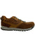 Men's low-top suede shoe, brown lace-up with padded collar and treaded sole