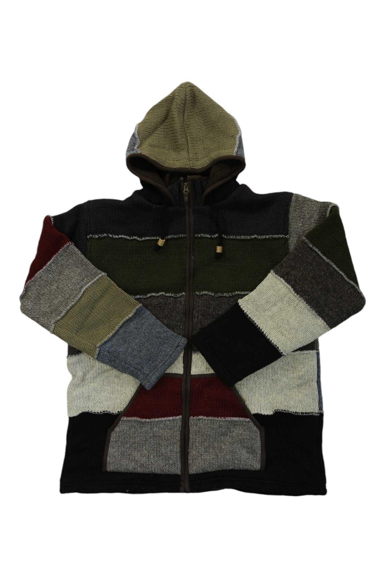 Lost Horizons Mens Patchwork Fleece Lined Sweater Lost Horizons