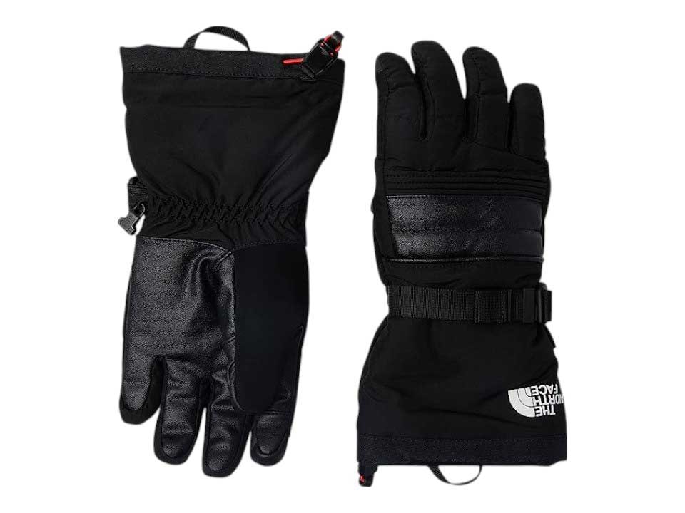 The North Face Women's Montana Inferno Ski Glove features insulation, leather accents, wrist straps, and a cuff cinch cord—ideal for winter sports.