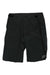 The Troy Lee Designs Mens Drift Short Shell is a black, knee-length short with button closure, side pocket, and a small logo on the lower left leg. Made from quick-dry, 4-way stretch fabric and shown against a white background.