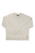 The Free Fly Womens Bamboo Lightweight Fleece Crew is a plain, long-sleeve, off-white crewneck sweatshirt with a small round logo on the bottom left hem and a visible neck tag, shown laid flat on a white background.