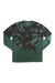 Men's long-sleeve crewneck shirt with teal and dark green abstract pattern