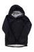 Men's insulated hooded jacket, dark navy with zip front and visible hood lining