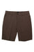 Men's heather brown shorts with button-front placket and side pockets
