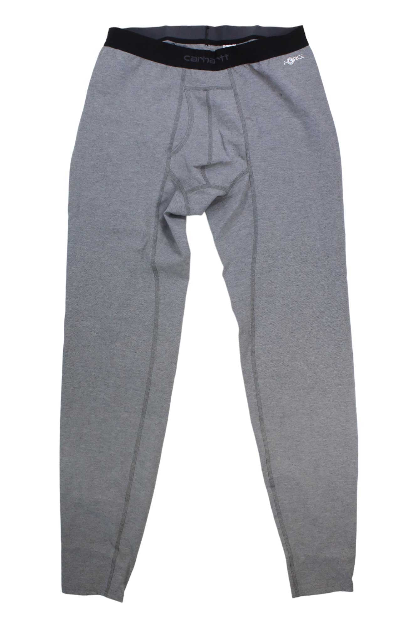 Carhartt Men's Base Force Heavyweight Bottom (Tall) in gray, featuring a black elastic waistband, shown flat on a white background.