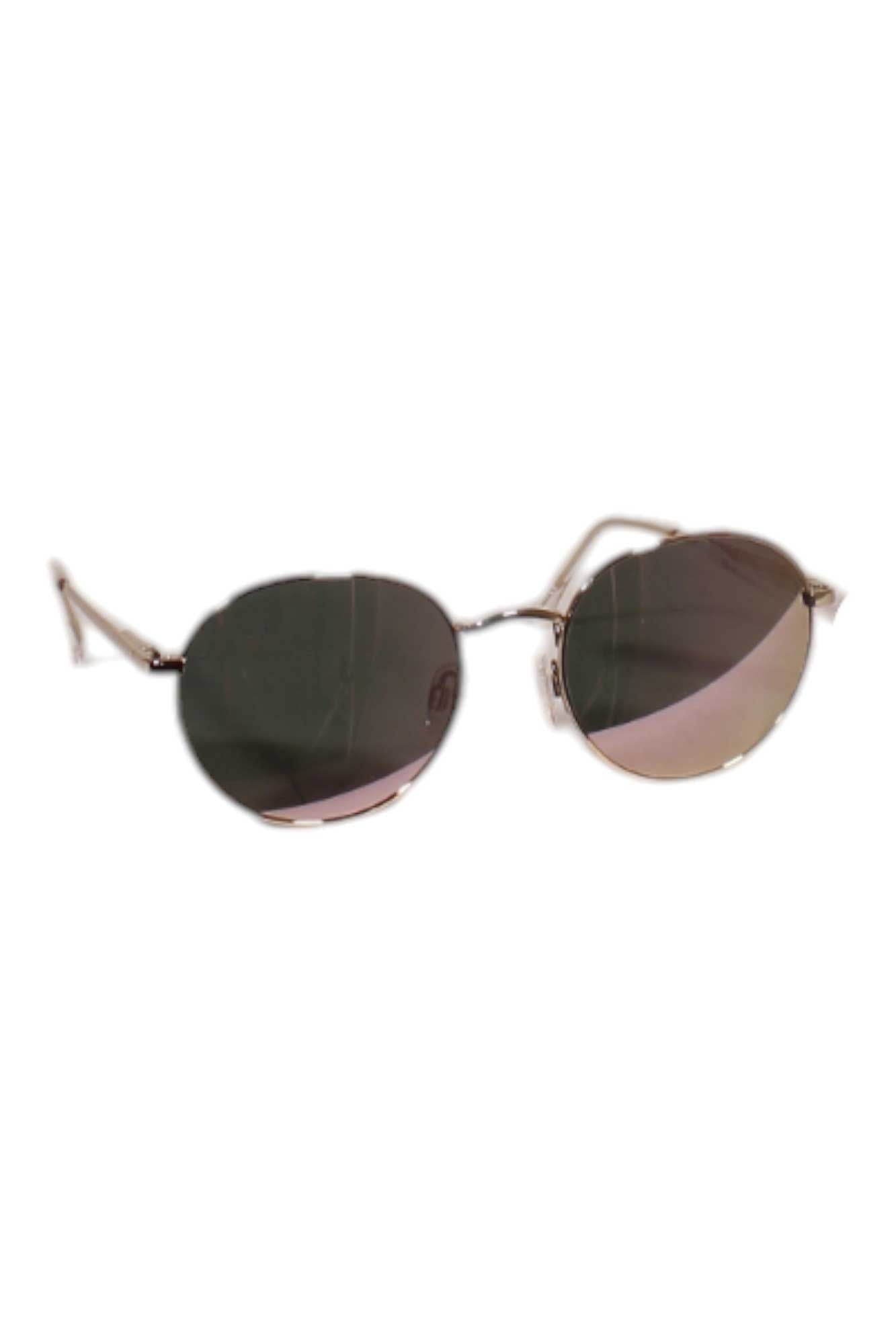 Silver polarized sunglasses with dark mirrored round lenses