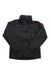 Women’s black rain jacket with full-length zipper and stand collar