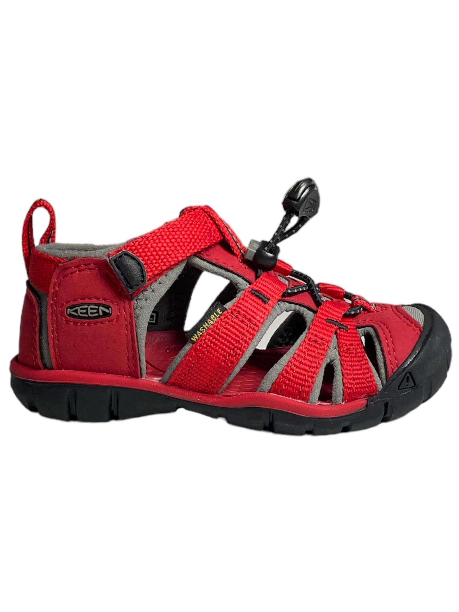 KEEN Seacamp II CNX kids sandal, red mesh with red hook-and-loop straps