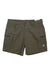 The Eddie Bauer First Ascent Women’s Guide Pro Short in olive green offers UPF 50+ sun protection, water resistance, front and side pockets, button and zip closure, and a small triangular logo on the lower left leg.