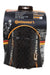 Black bicycle tire packaging with orange border and Continental logo
