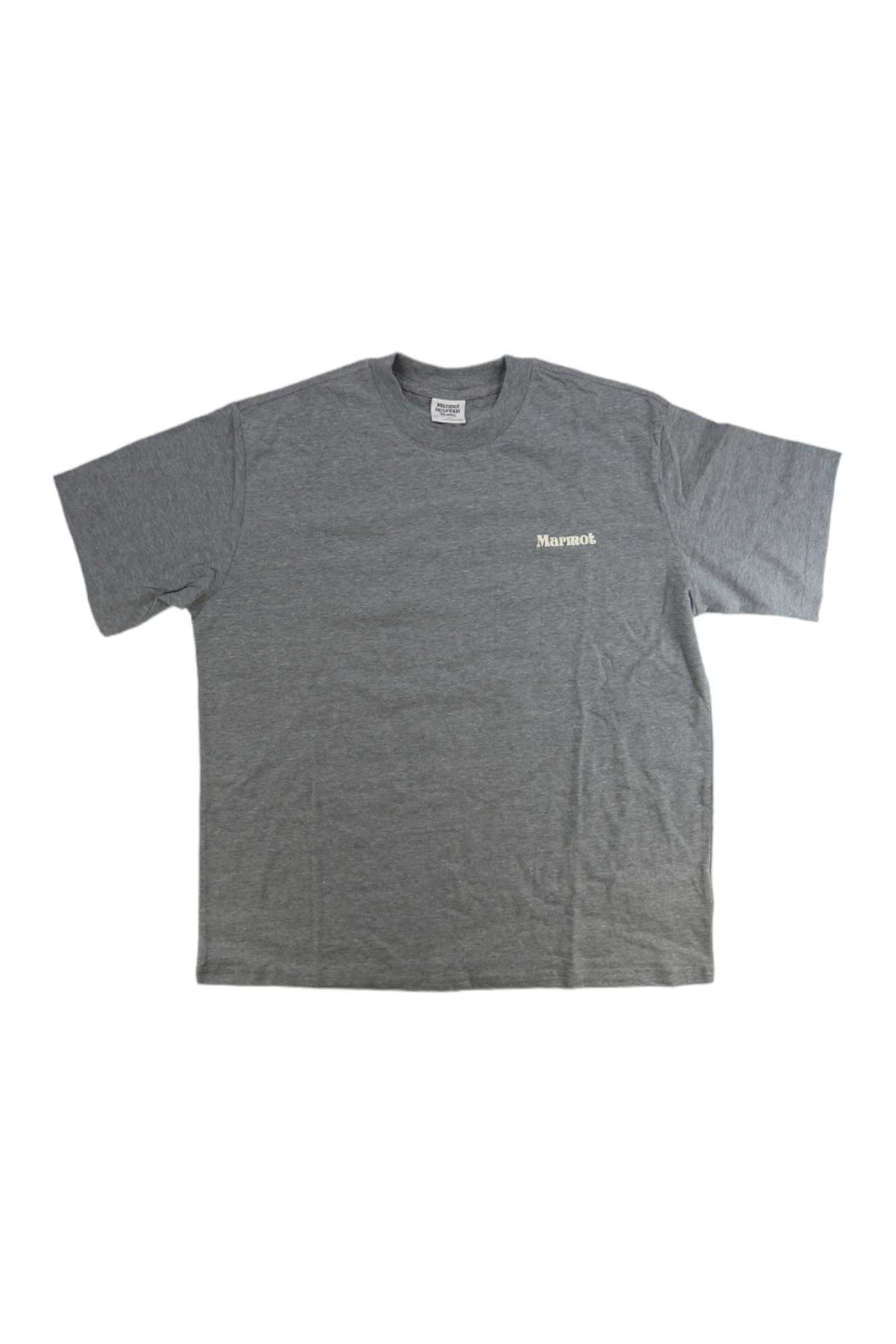 Women’s short-sleeve crew-neck tee in charcoal heather with small chest logo.