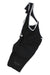 Black cycling bib shorts with white trim and blue accent on bib straps