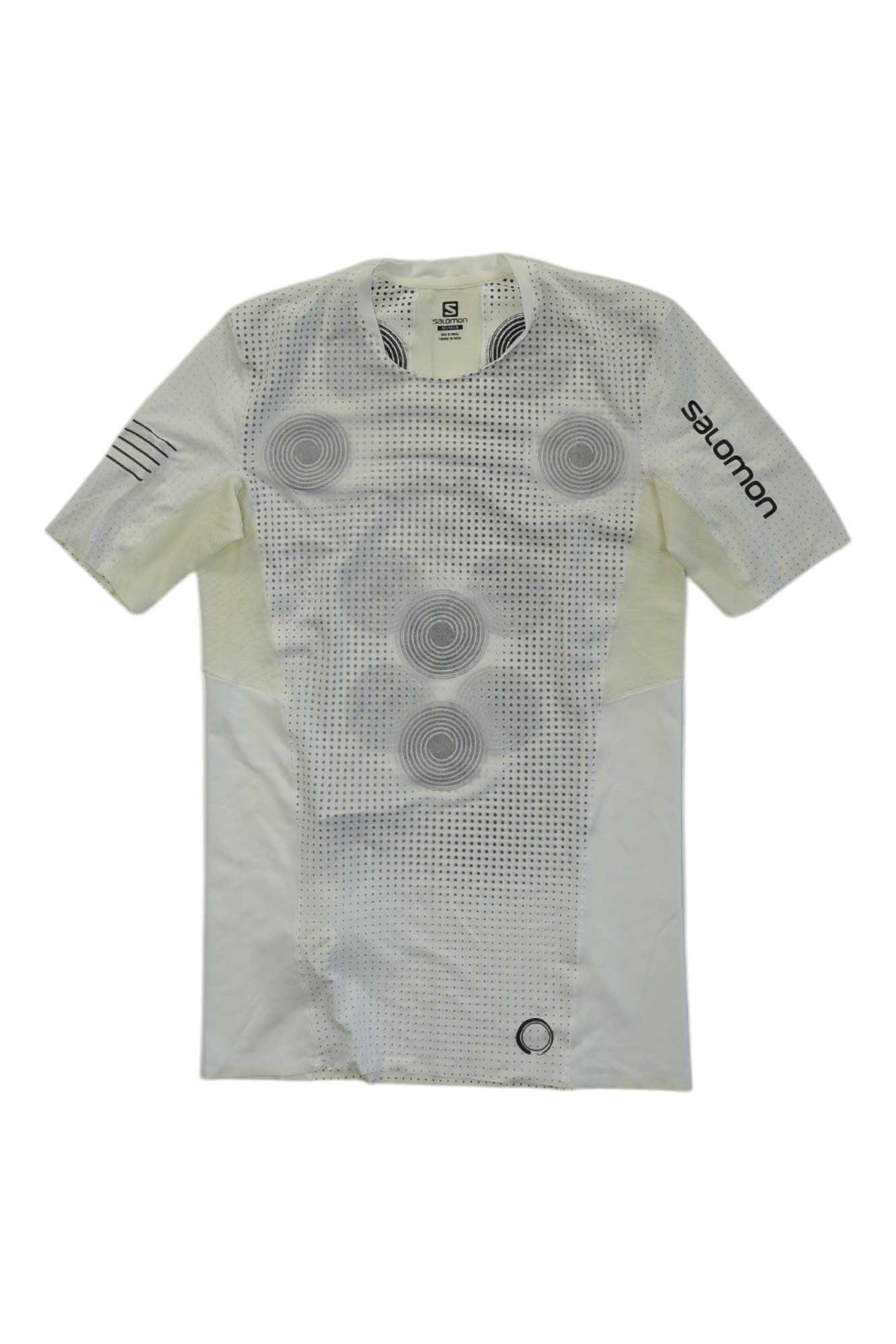 Men's SALOMON S/LAB NSO T-shirt, round-neck white with dot-mesh print and side logo