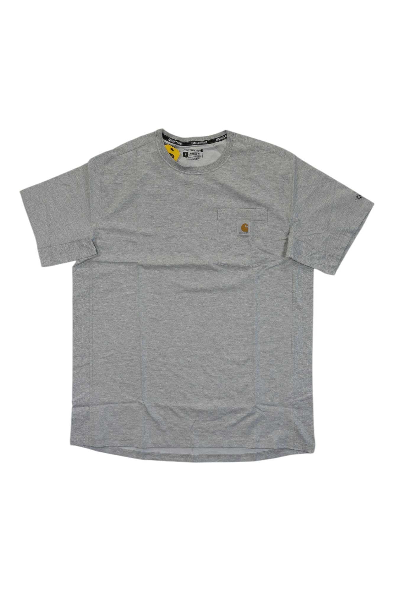Carhartt men's heather gray crewneck T-shirt with small chest logo patch