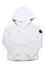 Girls white hooded winter jacket with zip front and snap button placket