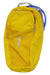 The CamelBak Arete Backpack is bright yellow with a front zipper pocket, mesh side panels, a blue hydration tube, laptop compatibility, carrying handle, and CamelBak branding on the front.