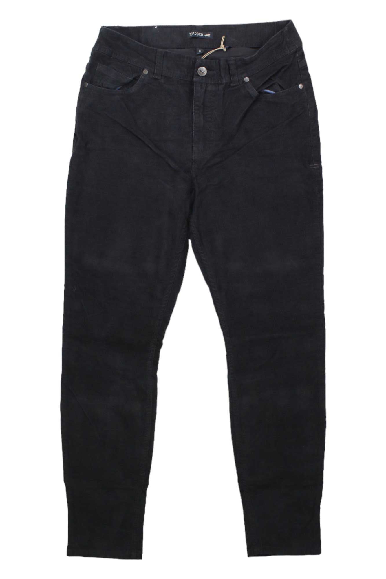 Women's dark corduroy five-pocket skinny pants, five-pocket styling, straight hem