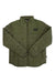 Men's quilted jacket, full-zip, Howler Brothers patch; olive green with darker panels